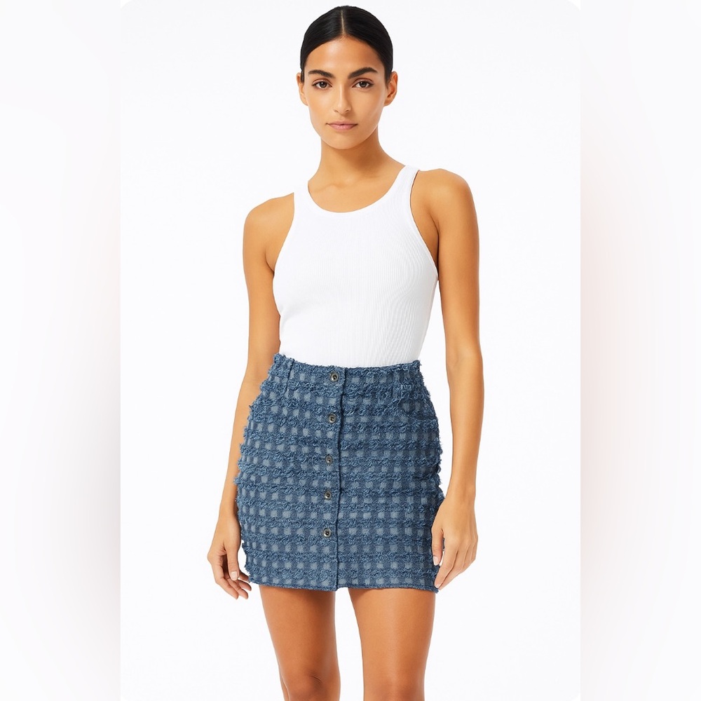 W by Worth Denim Frayed Blue Skirt - Picture 12 of 12